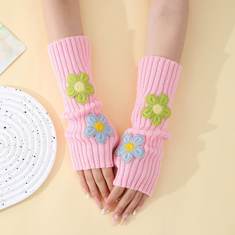 Y2k 액세서리 스위트 핑크 플라워 하프 핑거 암 워머 - Fingerless Glove Knit 리뷰 및 가격