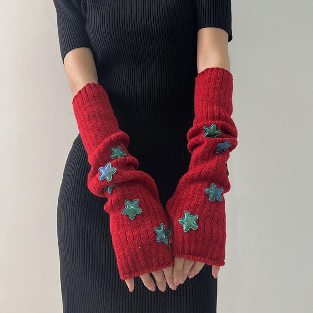 여성용 가을 겨울 따뜻한 별무늬 니트 팔토시 스타일 손 - Fingerless Glove Knit 리뷰 및 가격