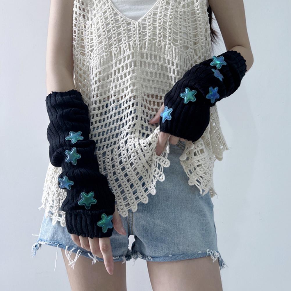 여성용 가을 겨울 따뜻한 별무늬 니트 팔토시 스타일 손 - Fingerless Glove Knit 리뷰 및 가격