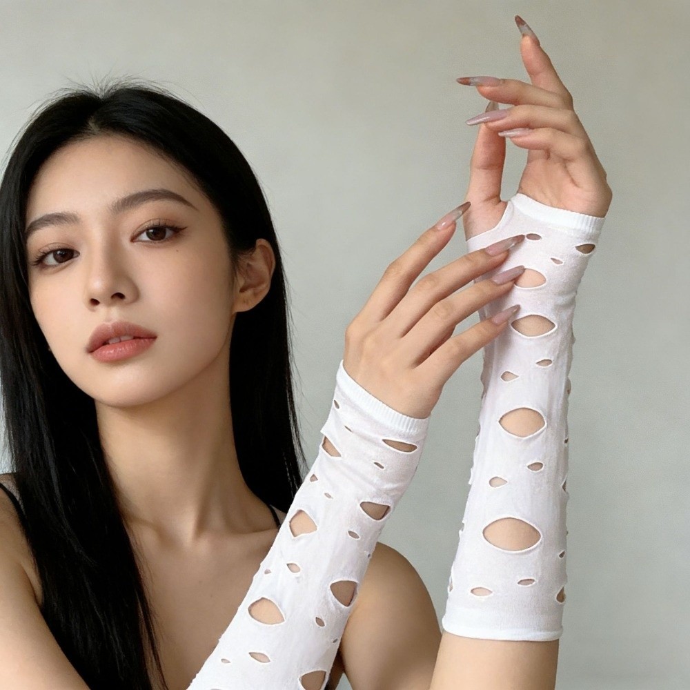 슬리브 커버 찢어진 팔 워머 블랙 할로우 핑거리스 장갑 - Fingerless Glove Knit 리뷰 및 가격