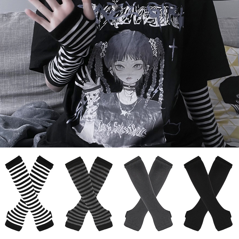 여성 긴 소매 고딕 스트라이프 핑거리스 팔 따뜻한 니트 - Fingerless Glove Knit 리뷰 및 가격